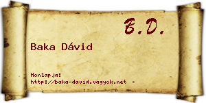 Baka Dávid névjegykártya